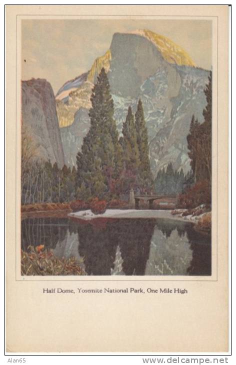 Yosemite National Park California, Half Dome One Mile High, C1920s/30s Vintage H.S. Crocker Co. Postcard - USA National Parks
