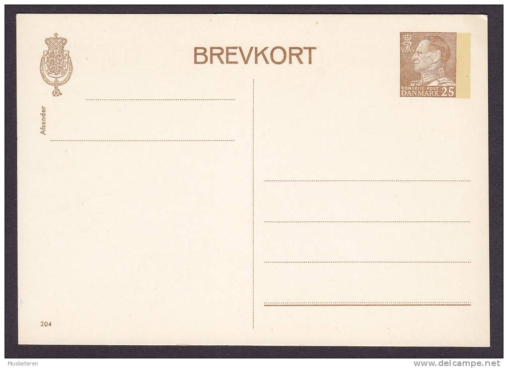 Denmark Postal Stationery Ganzsache Entier 25 Øre King Frederik IX. (204) Mint Card - Entiers Postaux