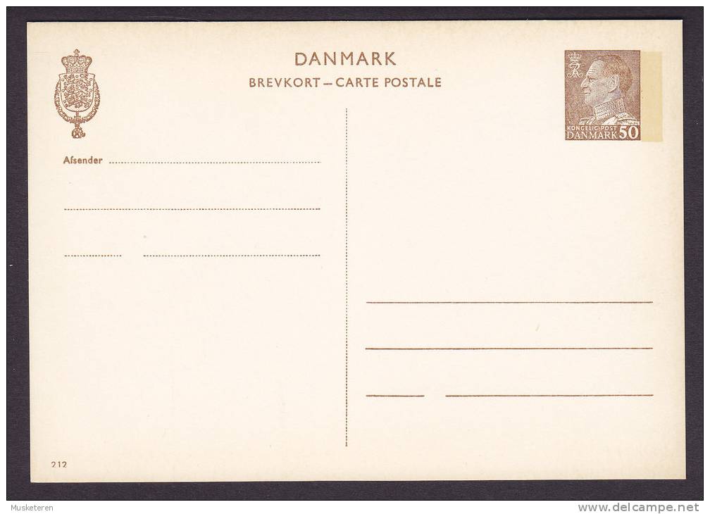 Denmark Postal Stationery Ganzsache Entier 50 Øre King Frederik IX. (212) Mint Card - Postal Stationery