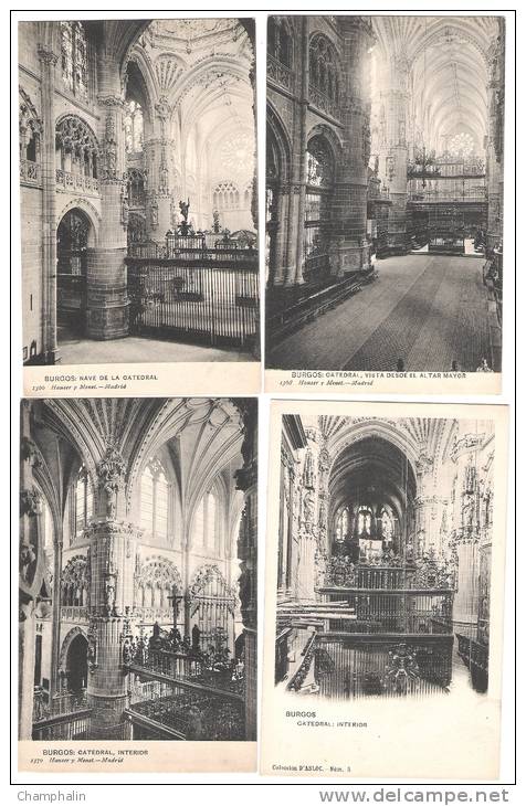 Burgos - Lot De 4 CPA - Cathédrale - Vues Intérieures - Burgos