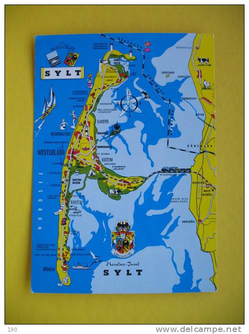 SLYT,MAP POSTCARD - Sylt