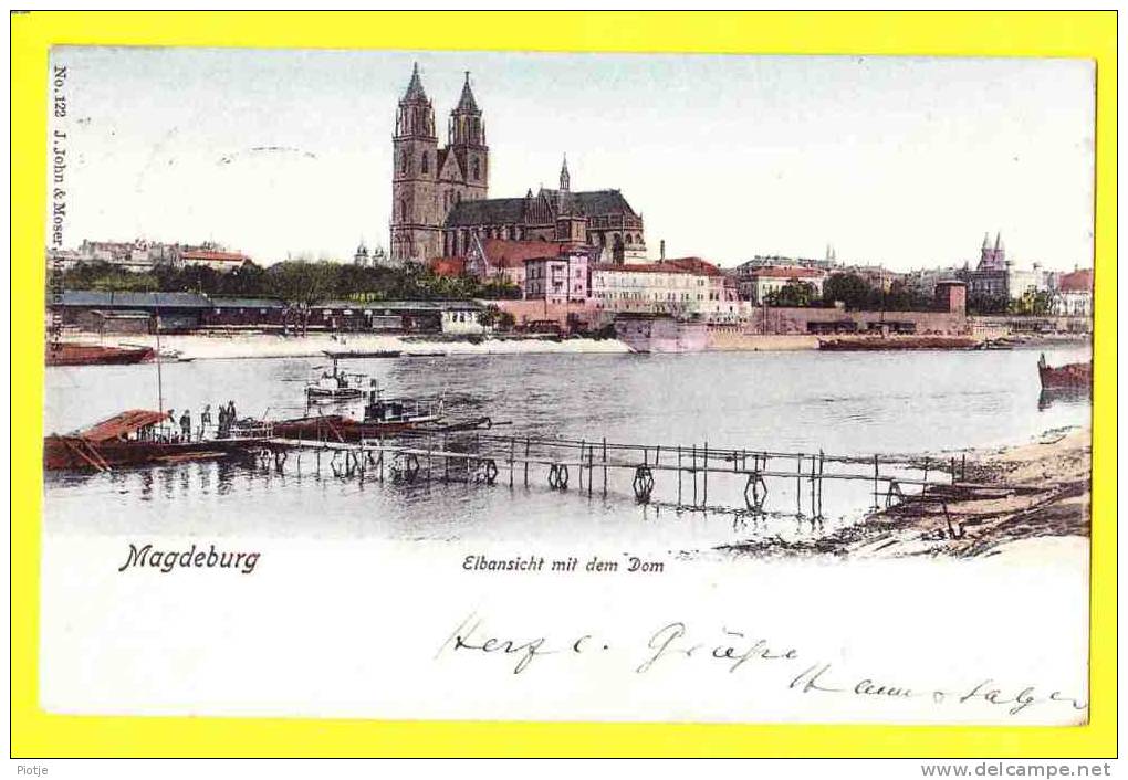 * Magdeburg (Sachsen Anhalt - Deutschland) * (Nr. 122, J. John & Moser) Elbansicht Mit Dem Dom, Canal, Bateau, Port - Magdeburg