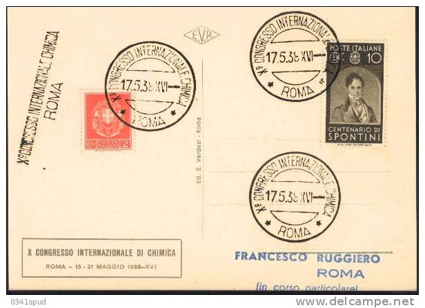 1938  Italia  Roma Congrés  Chimie Chimica Chemistry - Chemistry