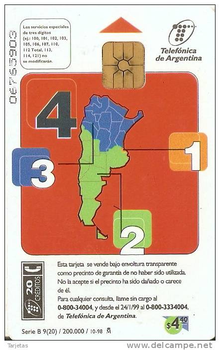 TARJETA DE ARGENTINA DE MAPA DE ARGENTINA - Argentine