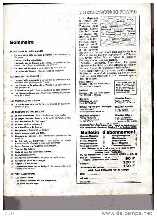 CHARENTES MAGAZINE HORS SERIE SPECIAL GASTRONOMIE 1979 - Poitou-Charentes