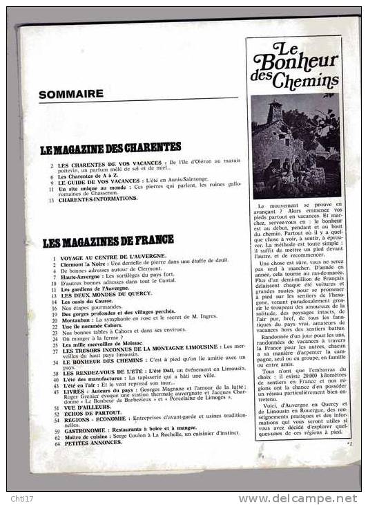 CHARENTES MAGAZINE HORS SERIE SPECIAL VACANCES BONHEUR DES CHEMINS 1980 - Poitou-Charentes