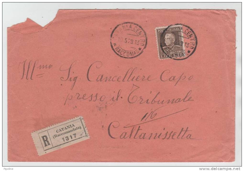 Italy Registered Cover Catania Raccomandate 10-5-1929 - Marcophilia