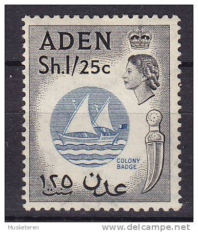 Aden 1956 Mi. 70      1'25 Sh'C Queen Elizabeth II. & Colony Badge MH* - Aden (1854-1963)