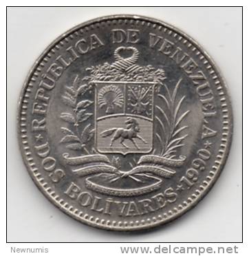 VENEZUELA 2 BOLIVARES 1990 - Venezuela