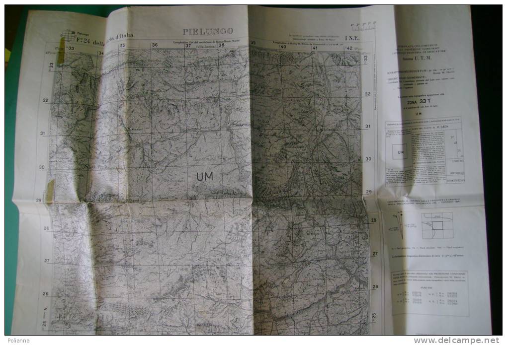 C0470 -  CARTINA - F.24 Carta D´Italia - PIELUNGO - Istit.Geografico Militare Anni ´60 - Cartes Topographiques