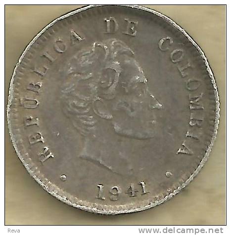 COLOMBIA  10 CENTAVOS  EMBLEM FRONT MAN HEAD BACK 1941 AG SILVER KM? READ DESCRIPTION CAREFULLY !!! - Colombia