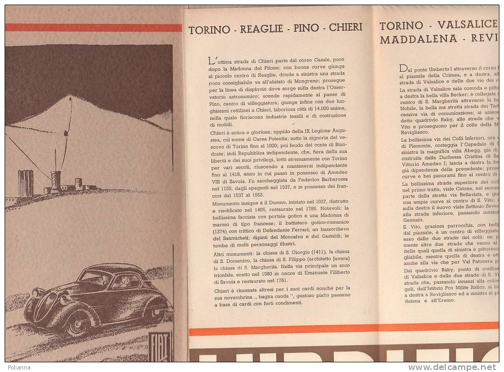 C0475 -  Reale Automobile Club D'It. - CARTA DELLA COLLINA TORINESE 1937/FIAT 500/PANORAMA ALPI Di Biscaretti - Topographical Maps