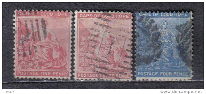 AP933 - CAPE OF GOOD HOPE , 3 Valori Fil CC (yvert N. 20B/20D) - Cape Of Good Hope (1853-1904)