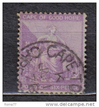 AP934 - CAPE OF GOOD HOPE , 6 Pence Fil CC (yvert N. 16) - Cap De Bonne Espérance (1853-1904)