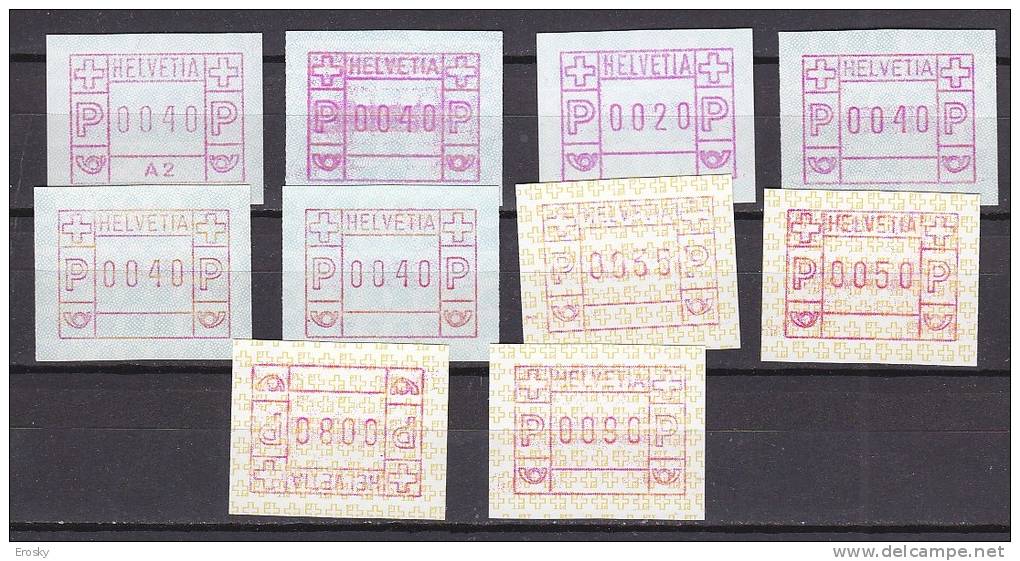 T3535 - SUISSE LOT DE TIMBRES DISTRIBUTEURS ** - Francobolli Da Distributore