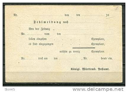 Germany/Wurttemberg 1874  Postal Stationary Card Special Cancel - Interi Postali