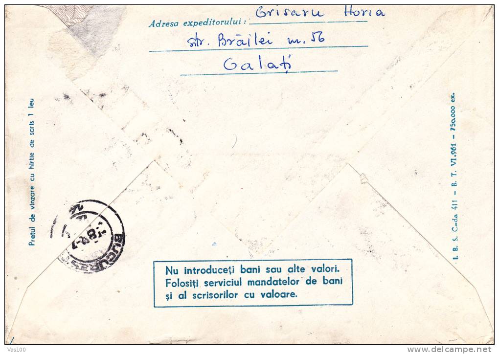 HIRONDELLE SWALOW Regisrted Cover Entier Postal Stationary 1961 Very Rare RRR,Romania. - Golondrinas