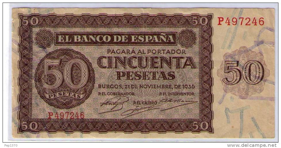 BILLETE DE 50 PESETAS DE 1936 - MUY BONITO - 50 Peseten