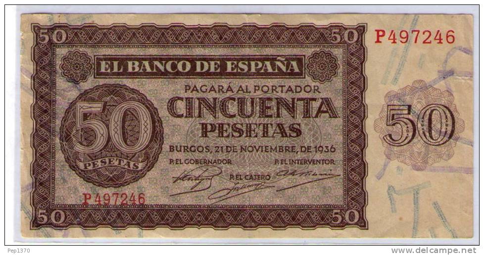 BILLETE DE 50 PESETAS DE 1936 - MUY BONITO - 50 Pesetas