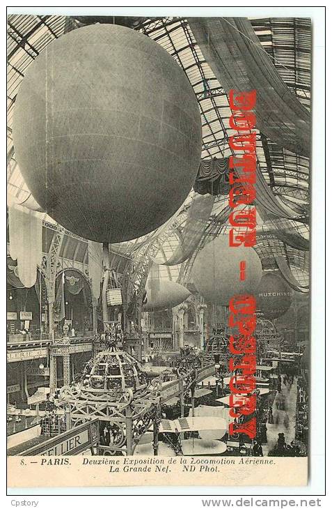 DIRIGEABLE & MONTGOLFIERE à L'Exposition De Aérostation Et De La Locomotion Aérienne à Paris - Aviation - Dos Scané - Dirigibili