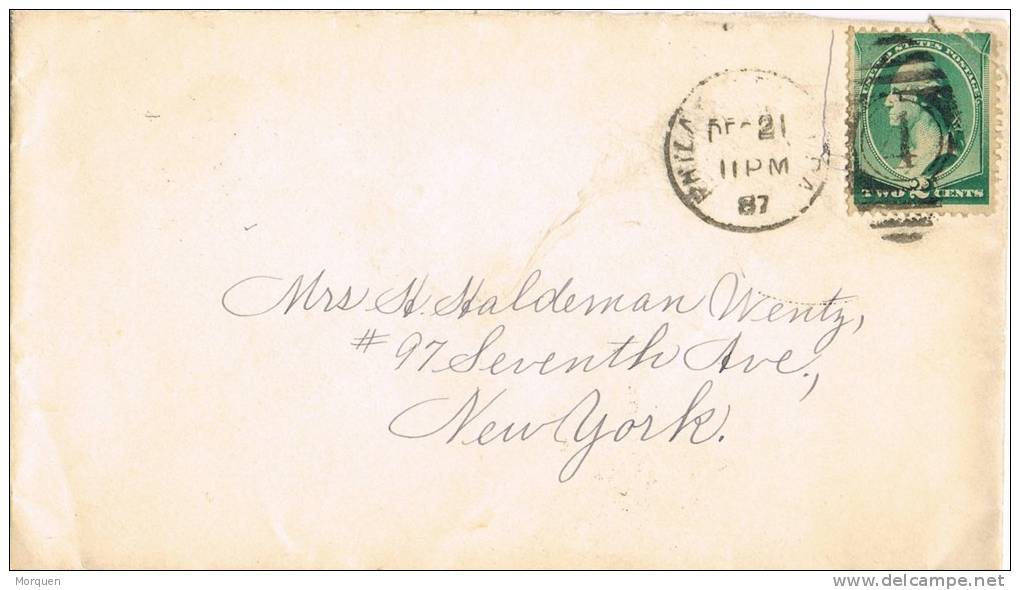 1148. Carta PHILADELPHIA (Estados Unidos) 1887. Fancy Cancel  Gride 1 - Cartas & Documentos