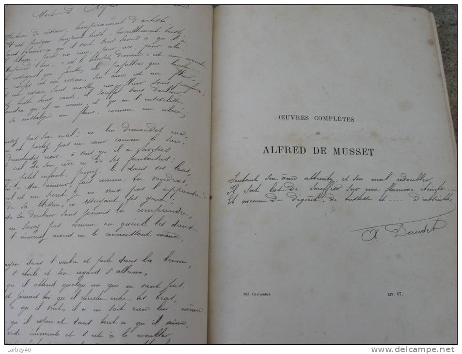 A De Musset  Oeuvres Completes Tom 1 - Poeme Mort D Alfred De Musset  1 Mai 1857  A Daudet - Auteurs Français