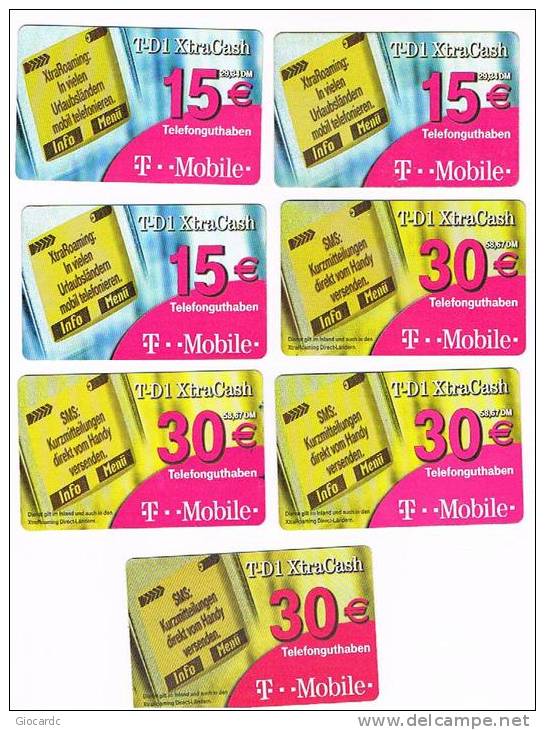 GERMANIA (GERMANY) - T MOBILE (RECHARGE) - XTRA CASH: LOT OF 7 DIFFERENT     - USED ° - RIF. 5847 - Cellulari, Carte Prepagate E Ricariche