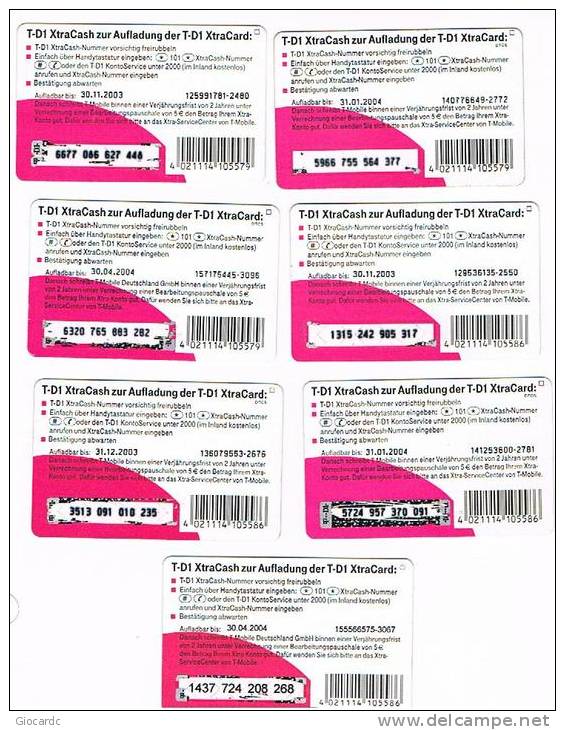 GERMANIA (GERMANY) - T MOBILE (RECHARGE) - XTRA CASH: LOT OF 7 DIFFERENT     - USED ° - RIF. 5847 - GSM, Voorafbetaald & Herlaadbare Kaarten