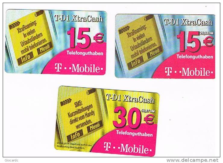 GERMANIA (GERMANY) - T MOBILE (RECHARGE) - XTRA CASH: LOT OF 3 DIFFERENT     - USED ° - RIF. 5846 - Cellulari, Carte Prepagate E Ricariche