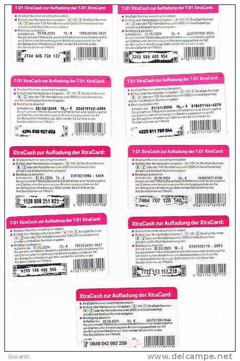 GERMANIA (GERMANY) - T MOBILE (RECHARGE) - XTRA CASH: LOT OF 9  DIFFERENT     - USED ° - RIF. 5848 - Cellulari, Carte Prepagate E Ricariche