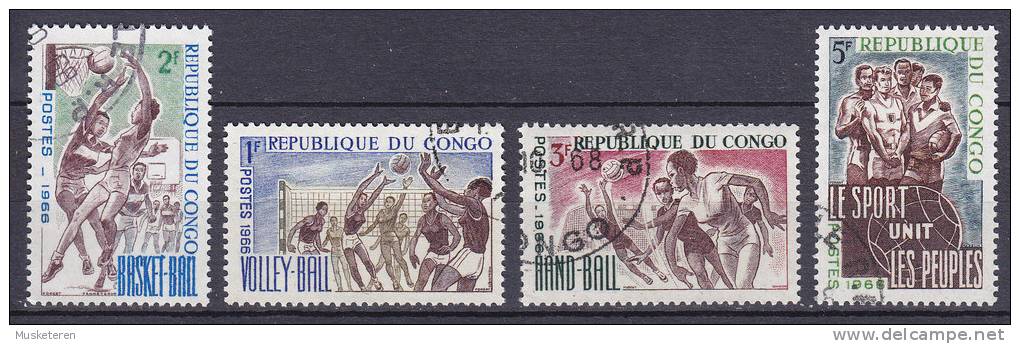 Congo - Brazzaville 1966 Mi. 96-99 Sport Basket-Ball Volley-Ball Hand-Ball - Gebraucht