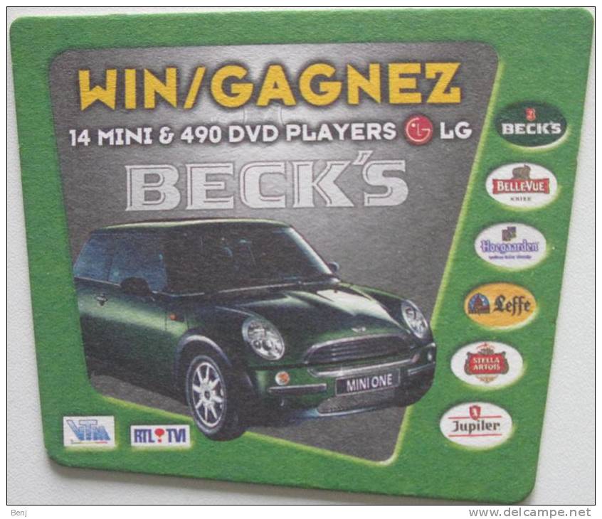 Sous-bock Bierdeckel Bierviltje Coaster BECK´S Voiture LG, VTM, RTL, BELLE-VUE, HOEGAARDEN, JUPILER, STELLA, LEFFE (GE) - Sous-bocks