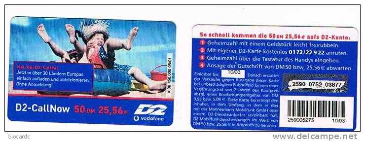 GERMANIA (GERMANY) - D2 VODAFONE  (RECHARGE) - FAMILIE IM BOOT        EXP. 10.03      - USED ° - RIF. 5825 - GSM, Voorafbetaald & Herlaadbare Kaarten