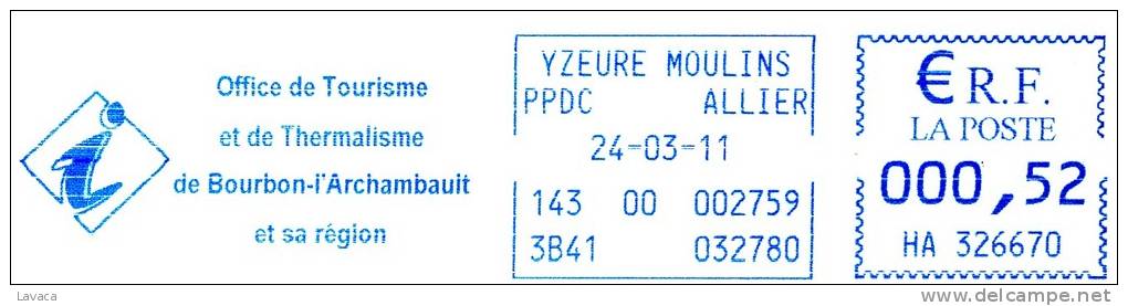 Empreinte De Machine à Affranchir De BOURBON L´ARCHAMBAULT [Allier] - Thermes - Termalismo