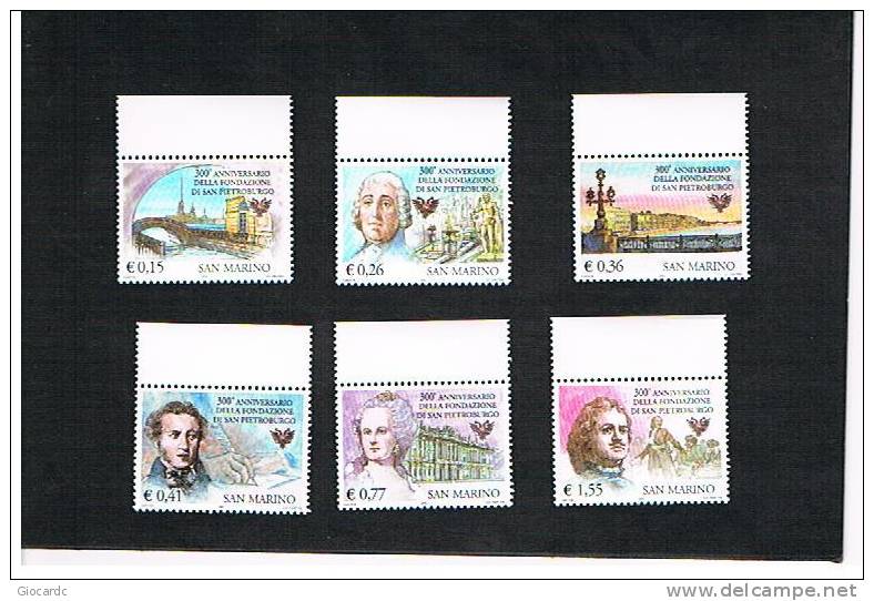 SAN MARINO - UNIF1942.1947   -  2003    3^ CENTENARIO CITTA' DI SAN PIETROBURGO  - NUOVI ** - Unused Stamps