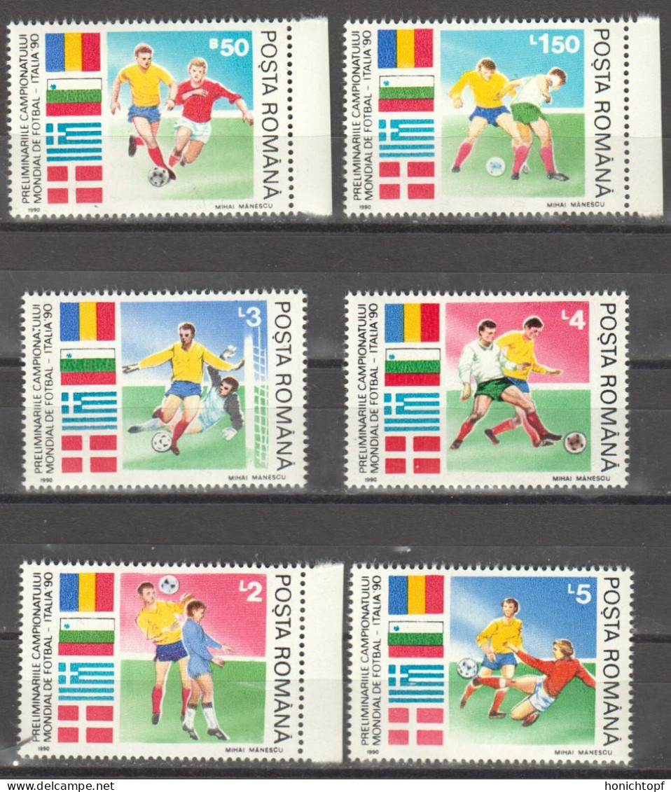 Rumänien; 1990; Michel 4586/91 **; Fussball WM Italien - Unused Stamps