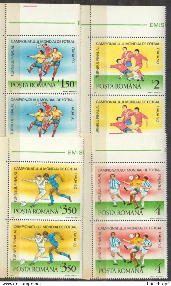 Rumänien; 1990; Michel 4594/01 **; Fussball WM Italien II, Doppelt; Bild1 - Ungebraucht