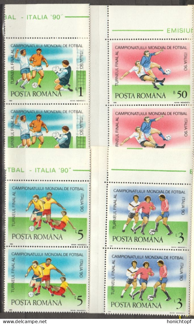 Rumänien; 1990; Michel 4594/01 **; Fussball WM Italien II, Doppelt; Bild1 - Ungebraucht