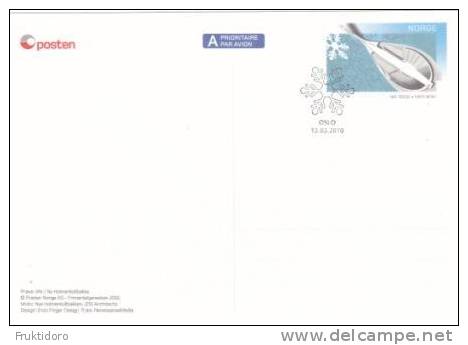 Norway Postal Stationery 2010 Oslo 2010 Holmenkollen FIS Nordic World Cup First-Day Cancellation - Enteros Postales