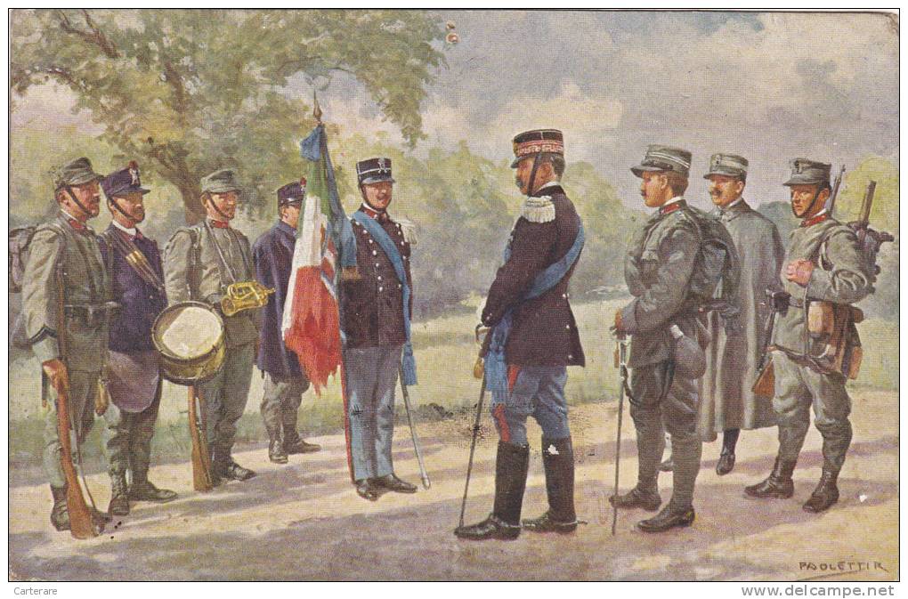 Italie,italie,Armée Italienne,INFANTERIE,ESERCITO ITALIANO,FANTERIA,militaire En Tenue De Combat,drapeau,1914 - Uniformi