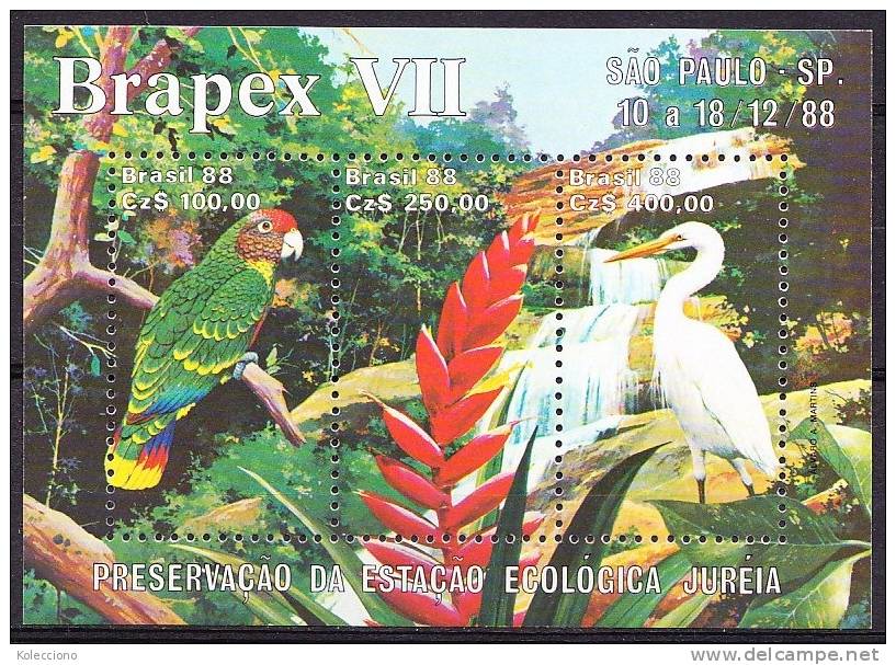 Brasil 1988 Yv. HB 75, Brapex ´VII, 7th National Philatelic Exposition, Birds And Flora MNH - Otros & Sin Clasificación