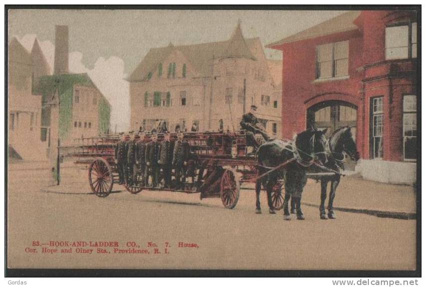 United States - Firefighter - Hook And Ladder CO No 7. House Cor. Hope And Olney Sts. Providence R.I. - Feuerwehr