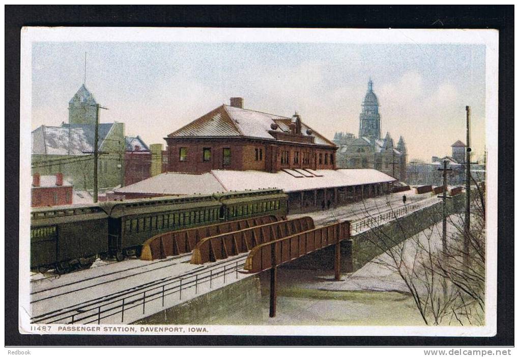 RB 771 - Early Postcard - Passenger Railway Station Davenport Iowa USA - Davenport