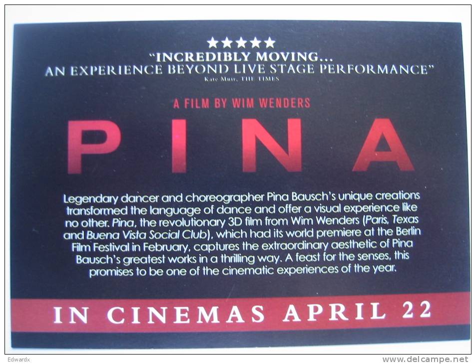 Pina Bausch Wim Wenders 3D Film Poster Postcard 2011 - Affiches Sur Carte