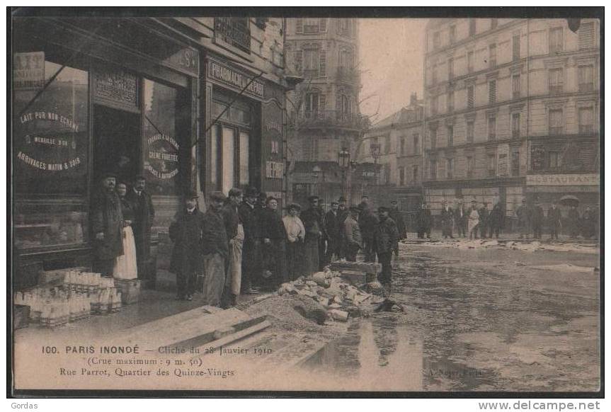 France - Paris Inonde 28Jan1910 - Rue Parrot Quartier Des Quinze-Vingts - Lots, Séries, Collections