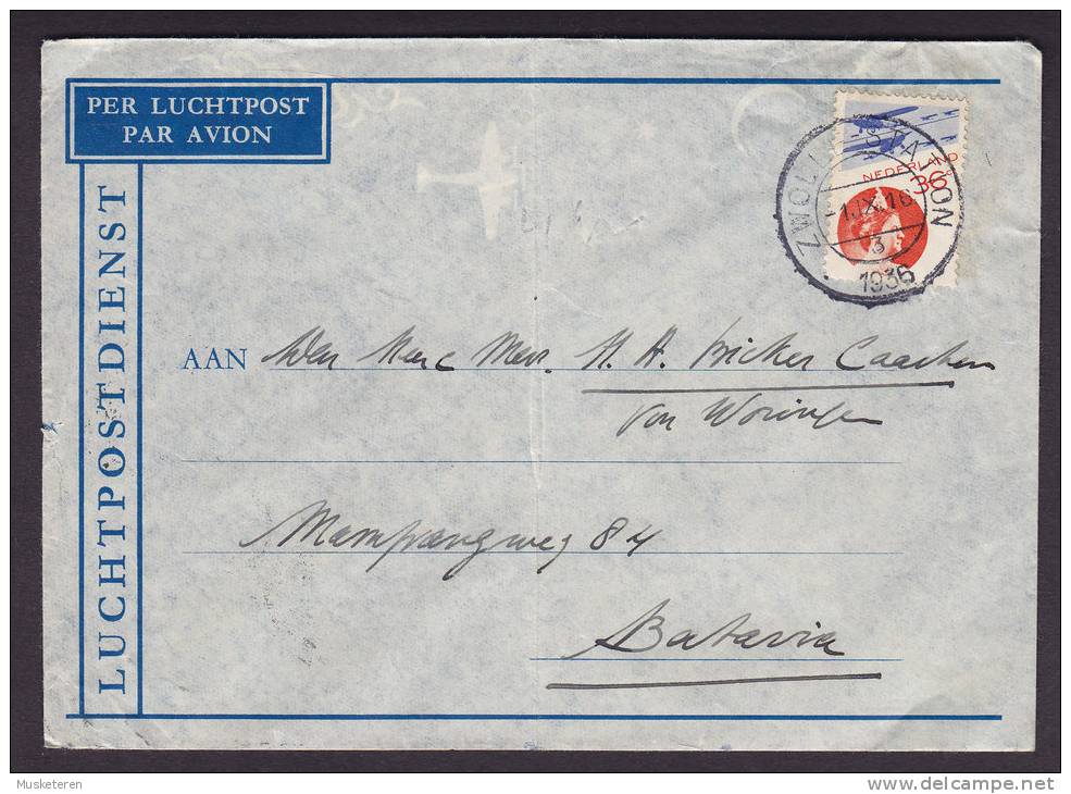 Netherlands Airmail Par Avion Luchtpost ZWOLLE STATION 1936 Cover To BATAVIA Indonesia - Poste Aérienne