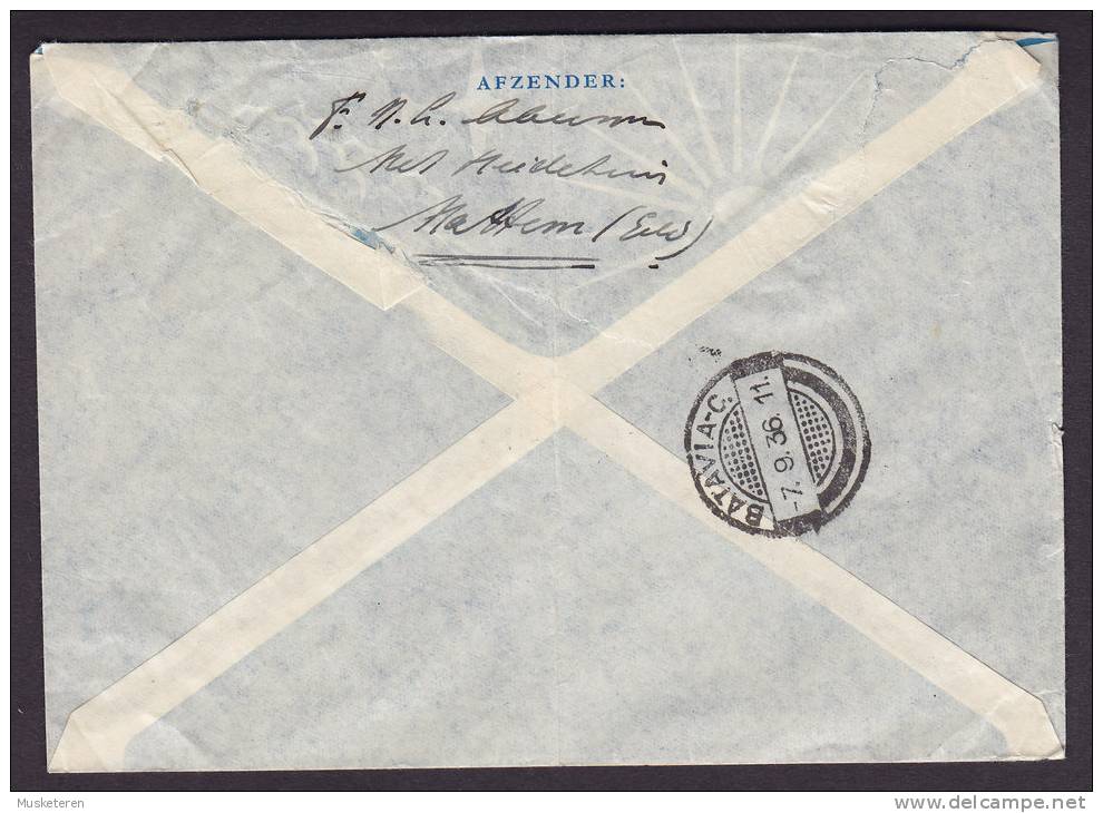 Netherlands Airmail Par Avion Luchtpost ZWOLLE STATION 1936 Cover To BATAVIA Indonesia - Poste Aérienne