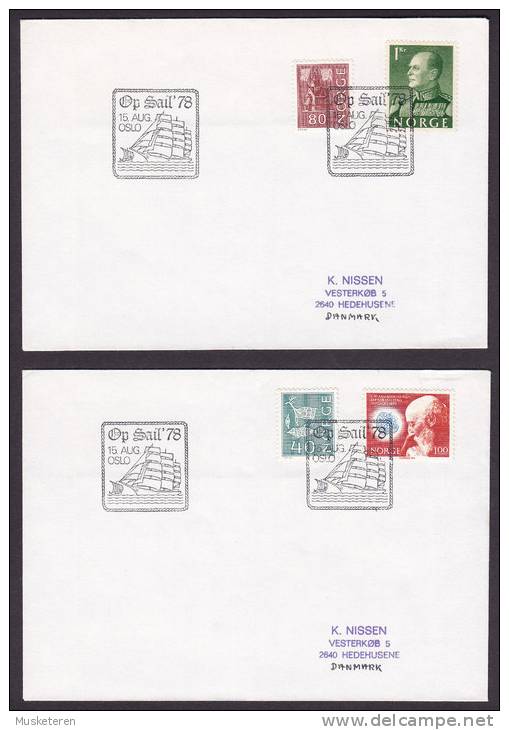 Norway 2 X Special Cancel Covers OP SAIL '78 Sent To Denmark - Storia Postale