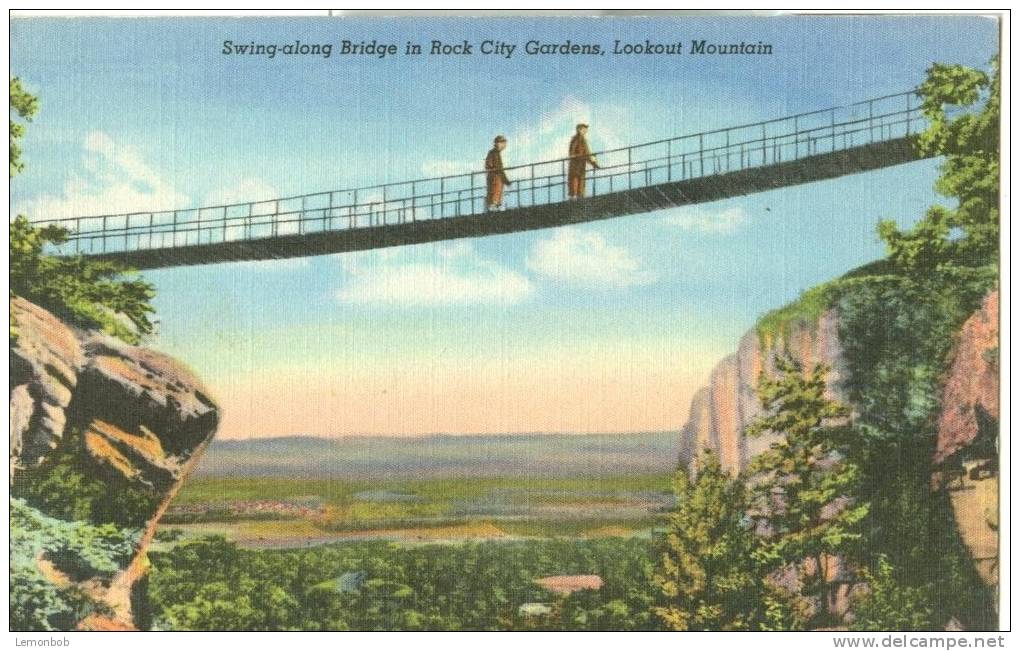 USA – United States – Swing-along Bridge In Rock City Gardens, Lookout Mountain, Unused Linen Postcard [P6218] - Andere & Zonder Classificatie