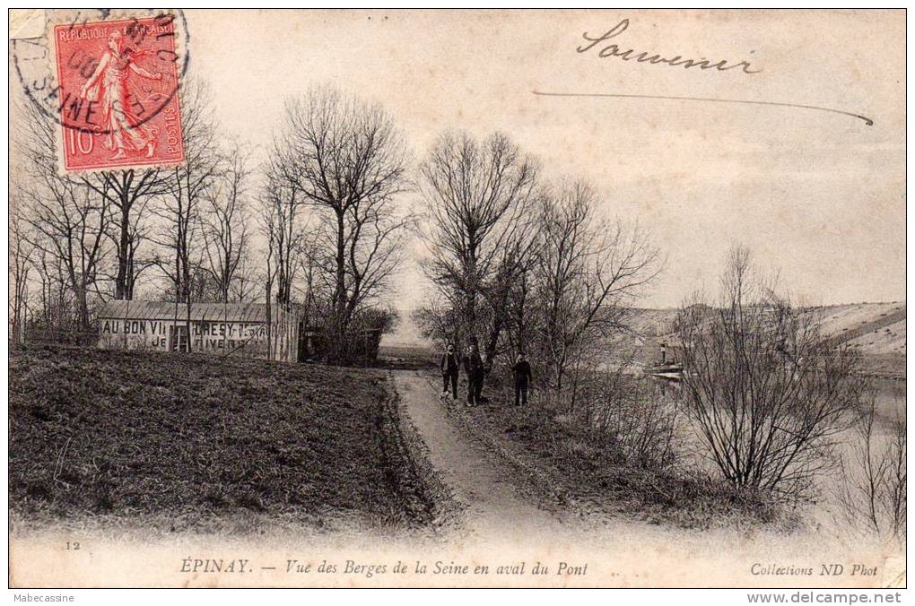 91 Epinay Vue Des Berges De La Seine En Aval Du Pont Animée - Epinay-sur-Orge